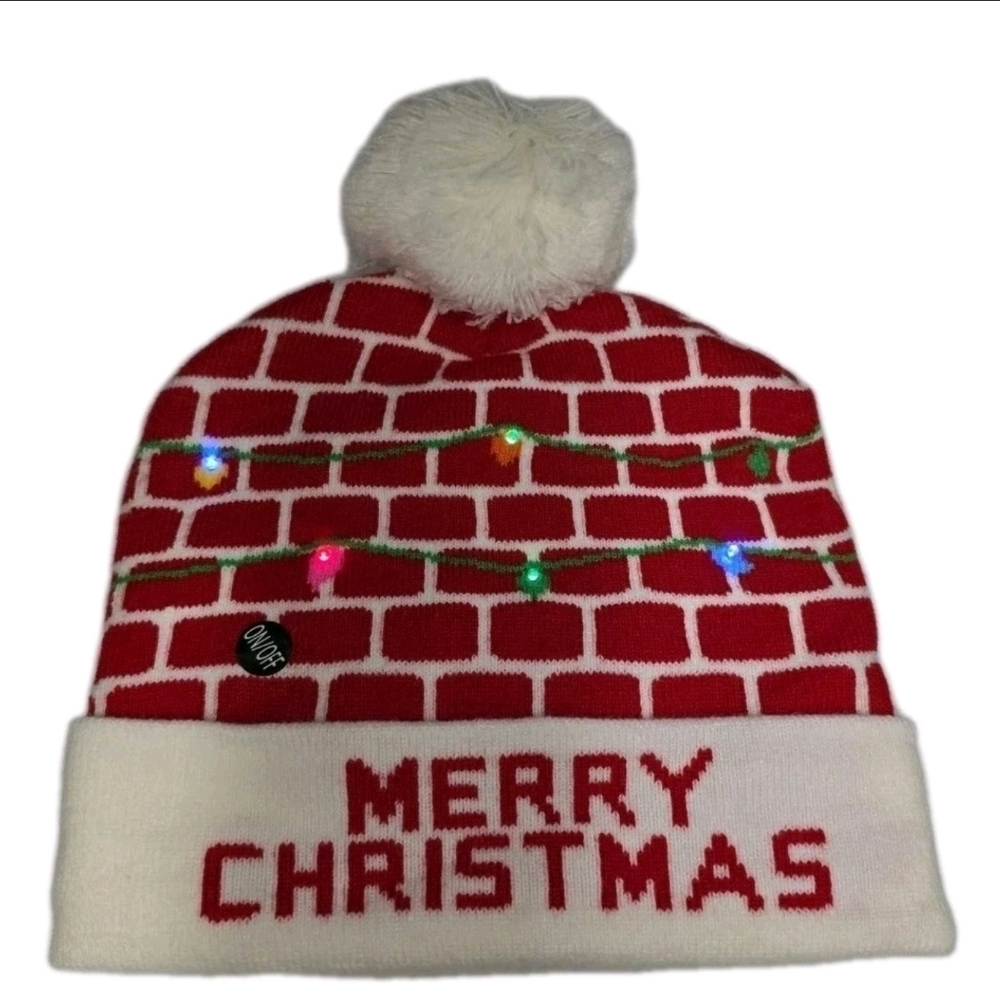 Knitted Beanie Colorful Light Holiday Ugly Christmas Beanie Hat Unisex